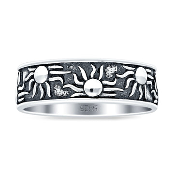 Sun Ring Oxidized Band 925 Sterling Silver Wholesale